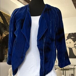 Royal Blue Velvet open front short Jacket